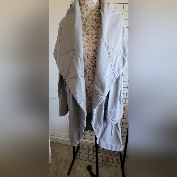 Young Fabulous & Broke Jackets & Blazers - Young Fabolous and Broke Light Gray Draped Open-Front Women's Jacket
